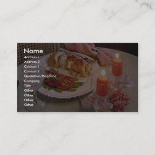Carte De Visite Dîner romantique délicieux de lueur d'une bougie