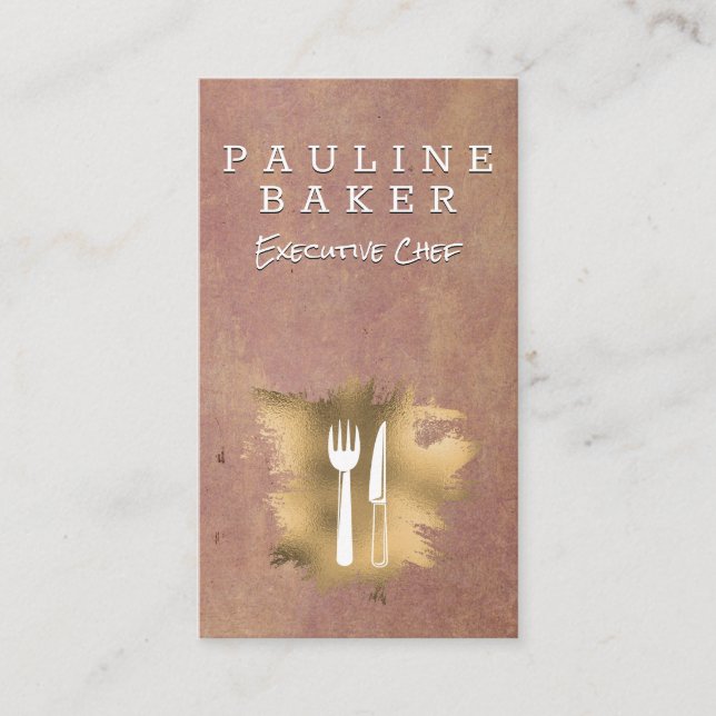 Carte De Visite Dinnerware Gold Foil | Arrière - plan rustique (Devant)