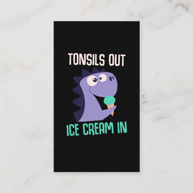 Carte De Visite Dinosaure Crème de glace Tonsils Récupération obte (Devant)