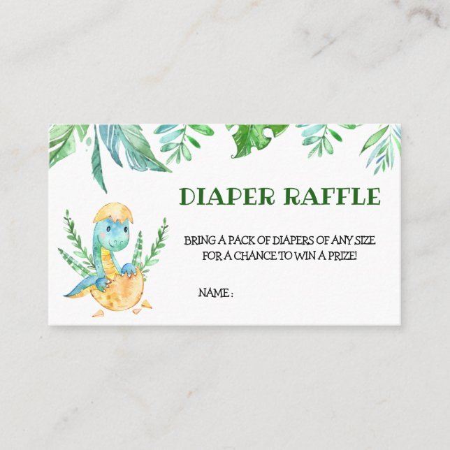 Carte De Visite Dinosaure vert Baby shower Dinosaure Raffle (Devant)