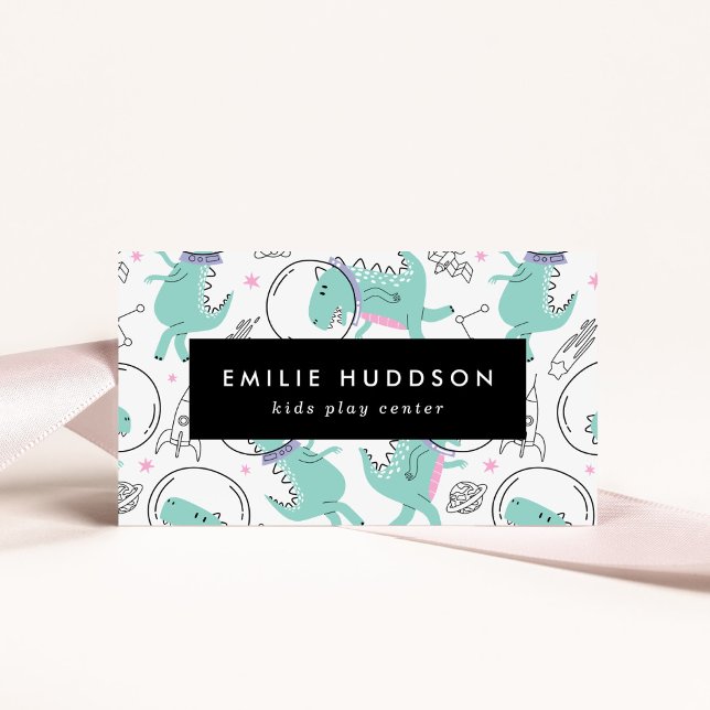 Carte De Visite Dinosaures de l'espace, Centre de jeux pour enfant (Créateur téléchargé)