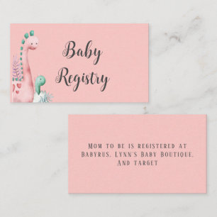 Carte De Visite Dinosaures roses et Turquoises Registre des filles