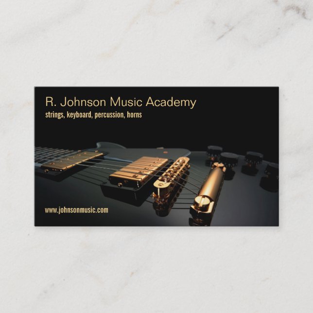 carte de visite d'instructeur de guitare noire (Devant)