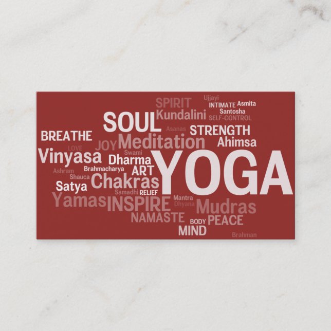 Carte de visite d'instructeur de YOGA - mots de (Devant)
