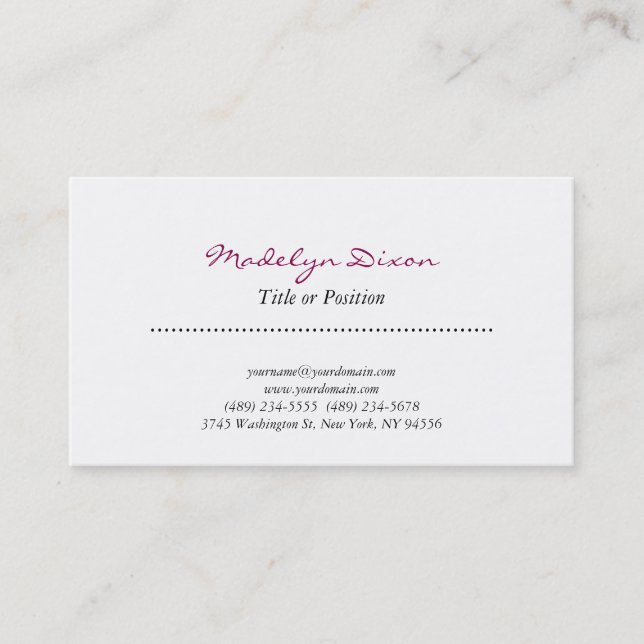 Carte De Visite Directeur Blanc Professionnel Consultant Chef (Devant)