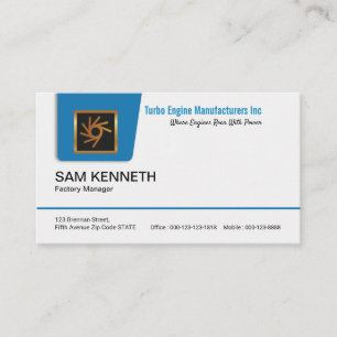 Carte De Visite Directeur d'usine déroulant bleu frais concis