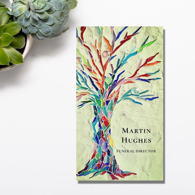 Carte De Visite Directeur Funéraire Arbre De Vie Vert (Créateur téléchargé)