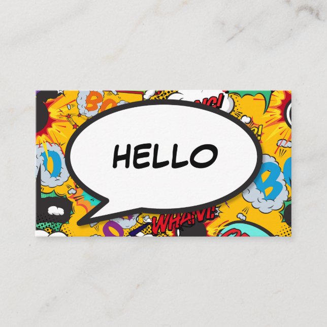 Carte De Visite Discours de bande dessinée rétro amusant BONJOUR (Devant)