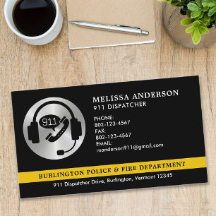 Carte De Visite Dispatcher Custom Logo Police d'urgence Fire 911