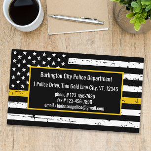 Carte De Visite Dispatcher Fire Police Mince ligne jaune