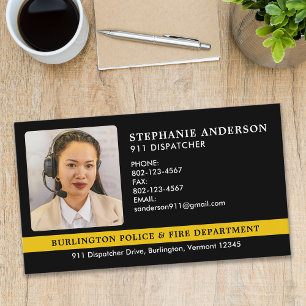 Carte De Visite Dispatcher Photo 911 Police Fire Emergency