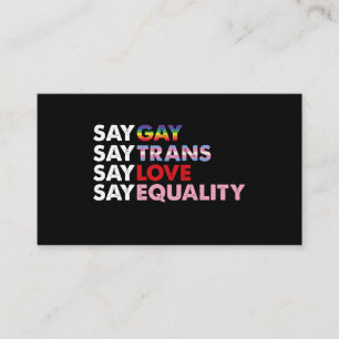 Carte De Visite Dites Gay Dire Trans Dire Amour Dire Égalité Droit