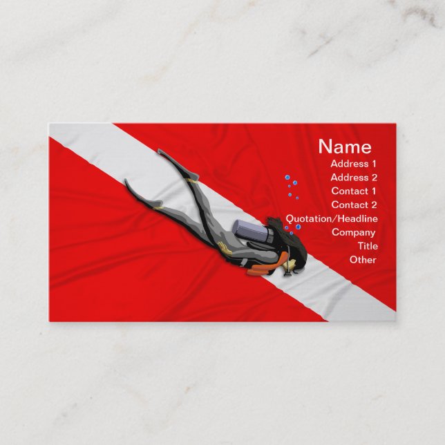 Carte De Visite Diver Et Drapeau (Devant)