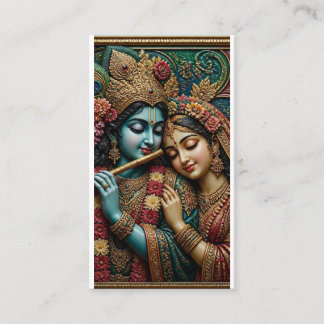 Carte De Visite Divin Krishna et Radha Art mural traditionnel 