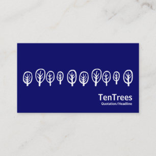 Carte De Visite Dix arbres - Blanc sur bleu foncé