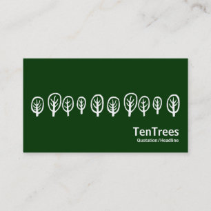 Carte De Visite Dix arbres - Blanc sur Vert foncé