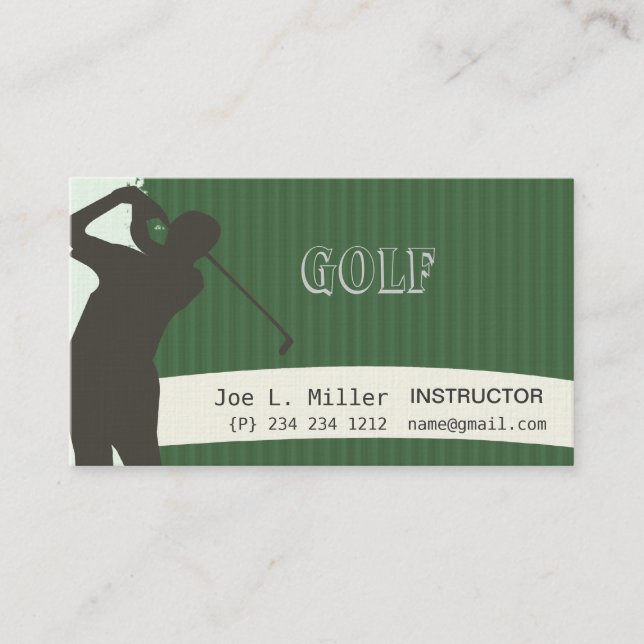 Carte De Visite Dix-huit trous, motifs verts sportifs de golfeur (Devant)