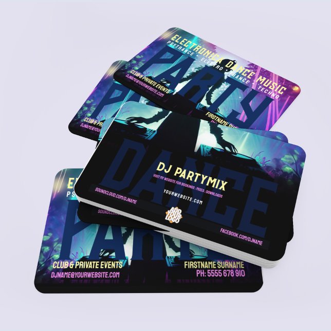 Carte De Visite DJ Dance Party Forest Rave Twin Decks (Business cards for DJ - electronic music, dance party, rave, doof with space for logo)