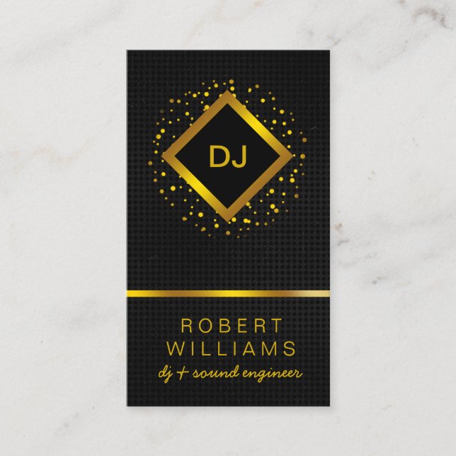 Carte De Visite DJ Deejay Professional Gold Faux Professeur de mus (Devant)