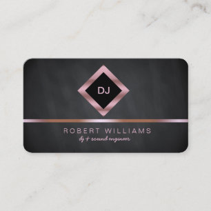 Carte De Visite DJ Deejay Professional Rose Gold Faux Music Busine
