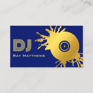 Carte De Visite DJ disque Abstrait Blue Gold Music