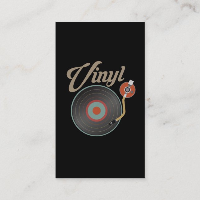 Carte De Visite DJ disque rétro musical style Tourne-disque vinyle (Devant)