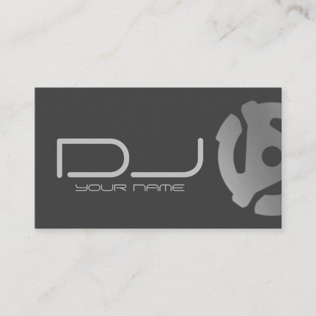 Carte De Visite DJ du logo de l'adaptateur d'enregistrement Silver (Devant)