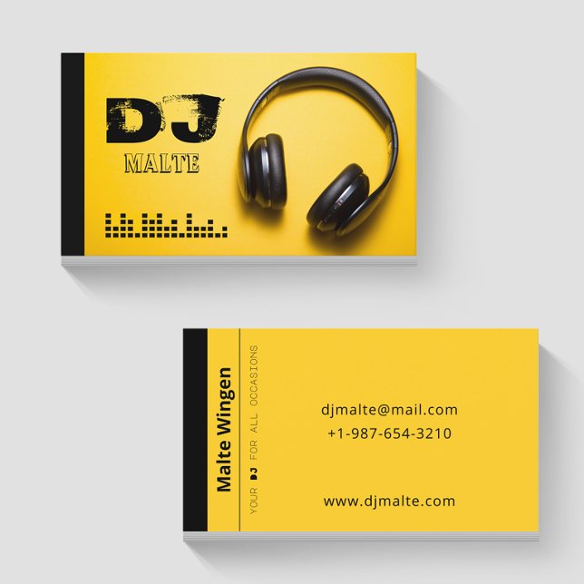 Carte de visite DJ Jaune casque (Créateur téléchargé)