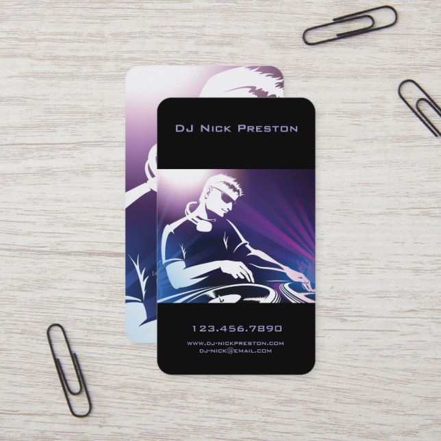 Carte De Visite DJ Music (Devant/Arrière en situation)