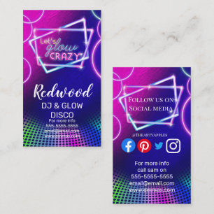 Carte De Visite DJ partie planner lueur disco UV paint club