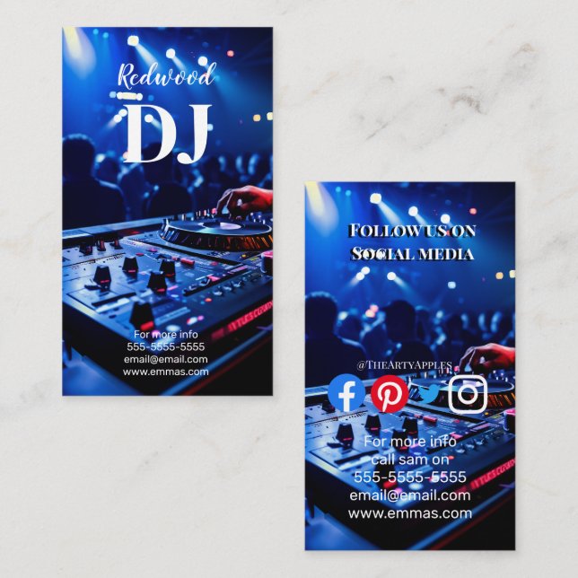 Carte De Visite DJ party planner lueur bâton disco karaoké club (Devant / Derrière)