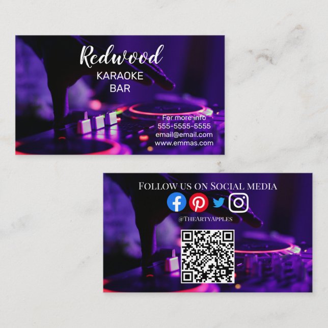 Carte De Visite DJ party planner lueur bâton disco karaoké club Bu (Devant / Derrière)