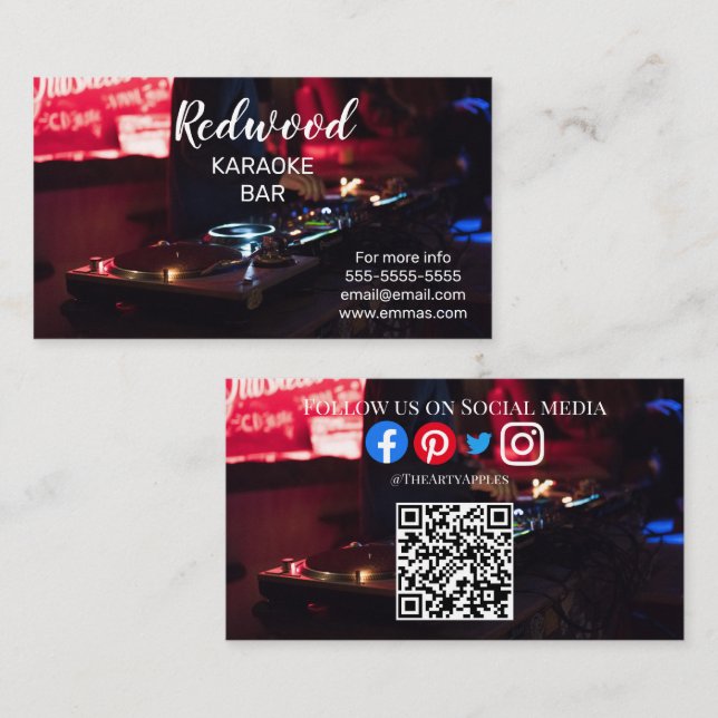 Carte De Visite DJ party planner lueur bâton disco karaoké club Bu (Devant / Derrière)