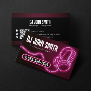 Carte De Visite Djs Chanteur Compositeur Casque Audio Neon Musique
