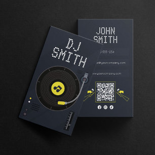 Carte De Visite DJ's Singer DJ Vinyl Deejay Music QR Code