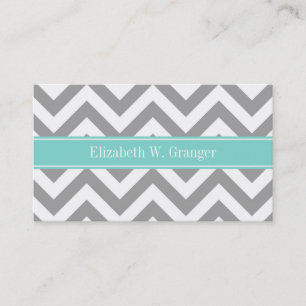 Carte De Visite Dk Gray White LG Chevron Turquoise