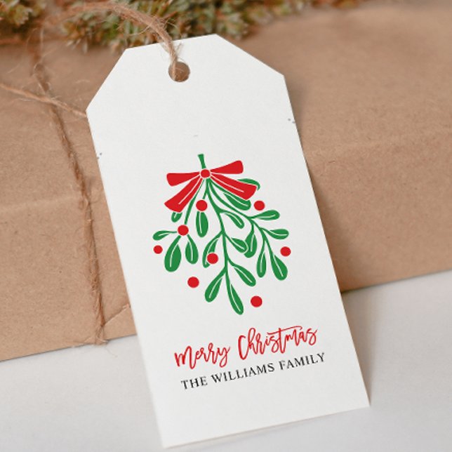 Carte De Visite do-it-yourself MISTLETOE ROUGE VERT MERRY CHRISTMA (MERRY CHRISTMAS SCRIPT GREEN RED MISTLETOE AND FAMILY NAME DIY CUTTING LINES CHEAPEST)