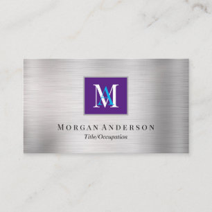 Carte De Visite do-it-yourself Nom du monogramme blanc/bleu, Royal