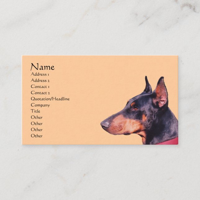 Carte De Visite Doberman Pinscher Chien animal (Devant)