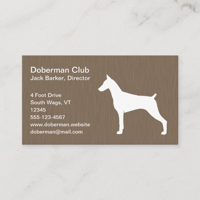 Carte De Visite Doberman Pinscher Silhouette (Devant)