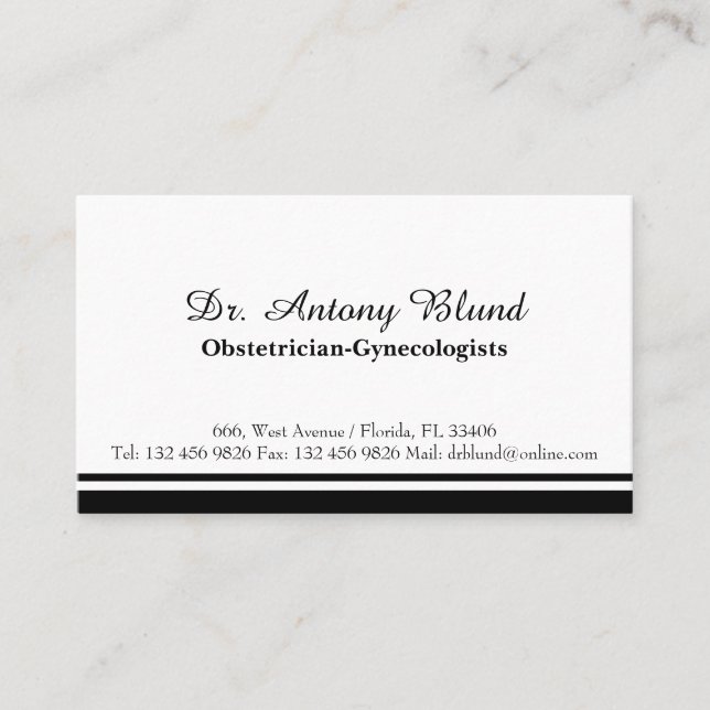 Carte De Visite Docteur gynécologue Obstétricien OBGYN Élégant (Devant)