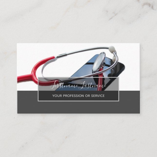 Carte De Visite Docteur intelligent avec Smartphone Stethoscope nu (Devant)