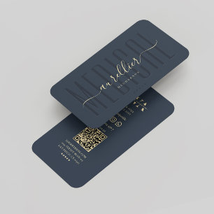 Carte De Visite Docteur Médicale Monogram Élégant Moderne Bleu fon