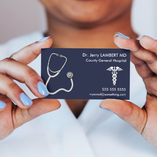Carte De Visite Docteur Stethoscope Bleu