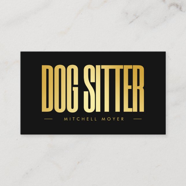 Carte De Visite Dog Sitter Black And Gold  (Devant)