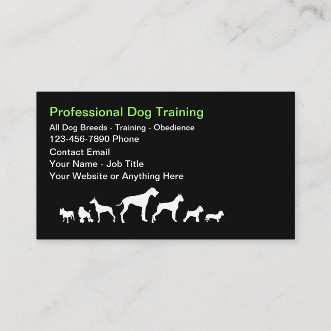 Carte De Visite Dog Trainer And Obedience Theme Business Cards (Devant)
