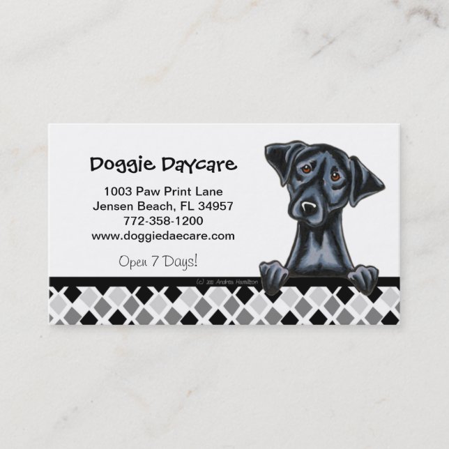 Carte De Visite Doggie Garderie Chien d'affaires Black Lab (Devant)