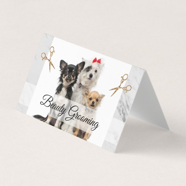 Carte De Visite Doggies mignonnes | Ciseaux de grossissement (Devant)