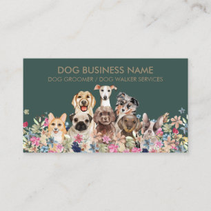 Carte De Visite Dogs Dessin Fleurs Design