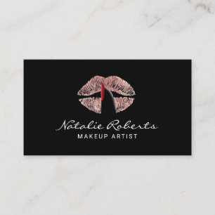 Carte De Visite Doigt de maquilleur sur le salon rose de lèvres